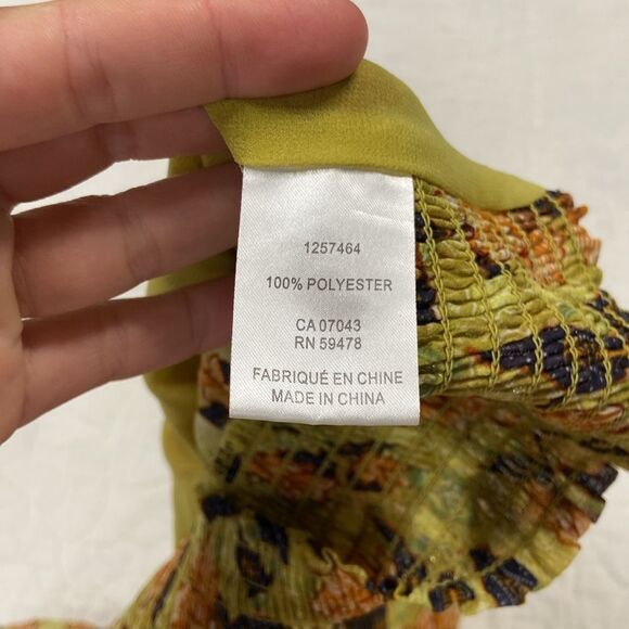 RACHEL Rachel Roy Green and Orange Floral Blouse size Medium - Picture 5 of 7